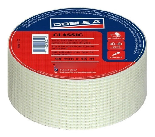 Cinta Durlock Doble A Tramada Autoadhesiva 48 Mm X 45 Mts 0