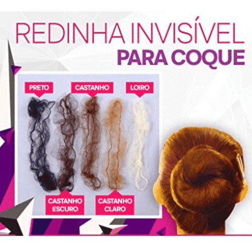 Kit Redinha Invisível P/ Coque - 50 Unidades Cor Castanho 1
