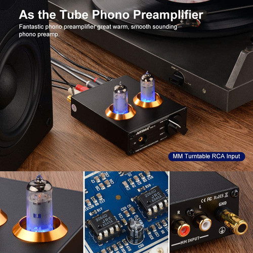 Aiyima Tube T3 Hifi Tube Mm Preamplificador De Fono Para Toc 1
