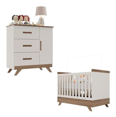 Berço Americano Vitória E Cômoda Infantil Retro Maya Off 0