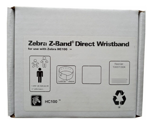 Pulsera Identificación Zebra Z-band Quick Clip - Adulto X260 1
