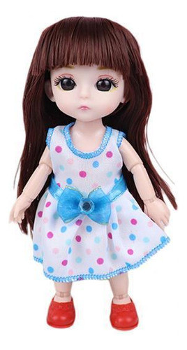 2 Moveable 14 Joints 1/12 Baby Doll Olhos 3d Moda Brinquedo 0
