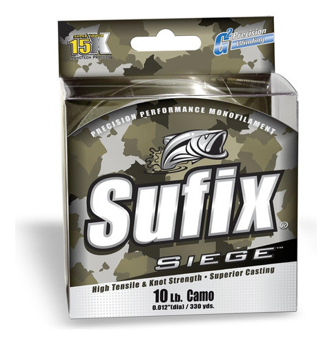 Sufix Siege Línea Pesca 330yd 6lb Camo 0