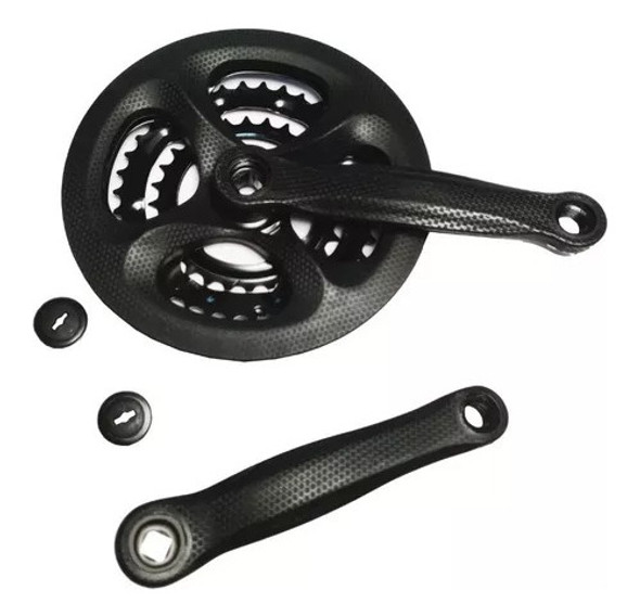 Palanca Triple Acero Simil Carbono Eje Cuad 48-38-28 Dientes 0