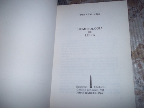 Numerologia De Libra - Paul Y Valeta Rice 1