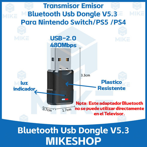 Transmisor Bluetooth 5.3 Para Nintendo Switch Ps5 / 4 / Mike 1