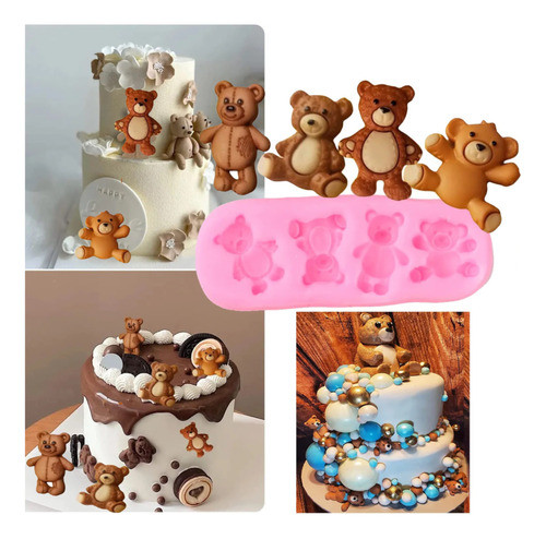 Molde De Silicone 4 Mini Ursos Ursinhos 1