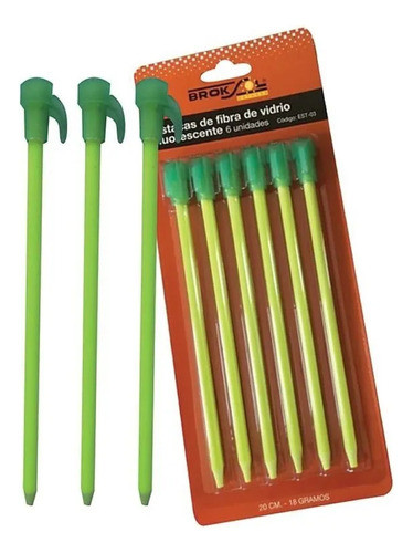 Estaca Brogas Fibra De Vidrio Fluorescente X 6 Unidades 1