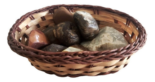 Lote De Piedras Minerales En Bandeja De Mimbre 0