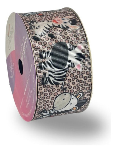 Fita De Gorgurão Estampada 38mm Cinderela - Zebras 0