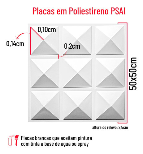 16 Placas Decorativas 3d Revestimentos Paredes Tetos Prisma 1