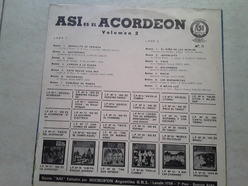 Cuarteto Lorenzo ( Rovira) Brunelli Ruppel Acordeón Lp Kktus 1