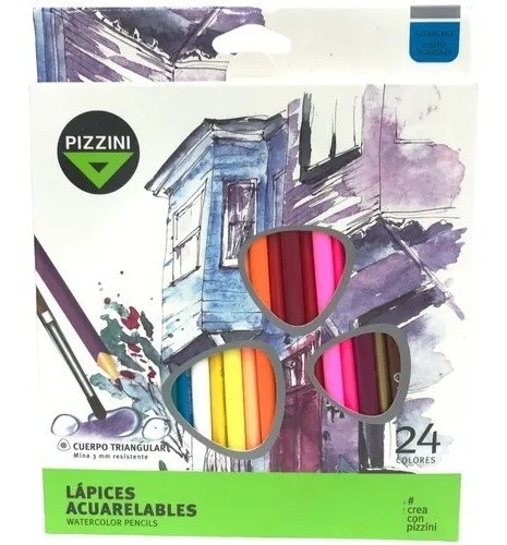 Lapices Acuarelables X 24 Unidades Pizzini Cuerpo Triangular 0