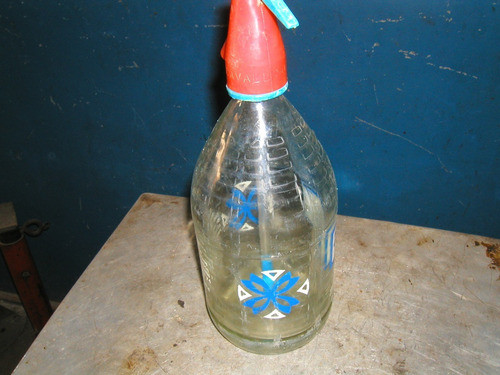 Sifon Antiguo De Vidrio Cabeza De Plastico 0