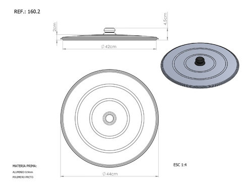 Tampa De Alumínio Para Disco Tacho De 43cm 1