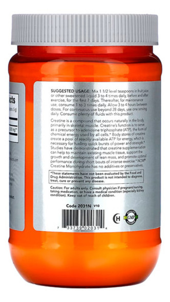 Creatina Em Pó Now Foods 600g Puro Importado 0
