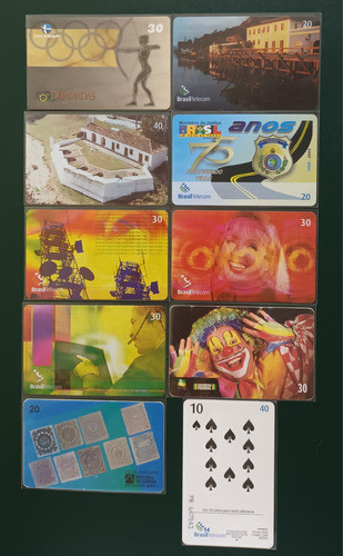 10 Cartões Telefônicos Nacionais: Carta De Baralho E Outros. 0