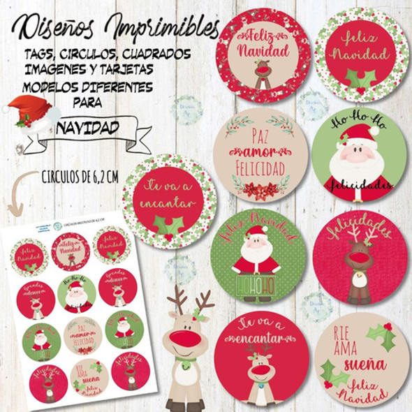 Kit Imprimible Navidad, Tags, Etiquetas, Tarjetas E Imagenes 1