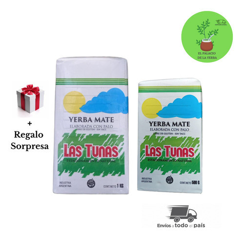 Yerba Mate Las Tunas Combo 4u De 1kg + 4u De 1/2kg + Regalo 0