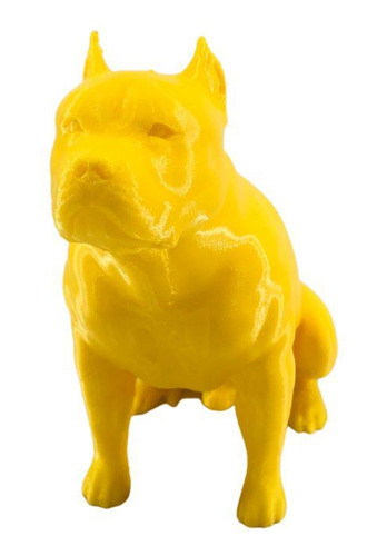 Pitbull Fêmea Orelha Cortada Com Laço Miniatura Decoração 3d 0