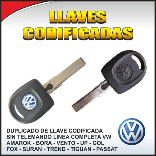 Copia Llave Codificada Vw Bora Golf Sin Telemando Hasta 2012 0
