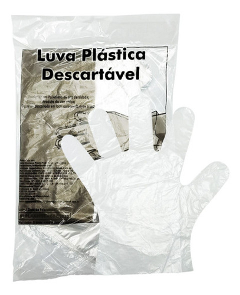 Luva Multiuso Plástica Descartável Limpeza C/100 Uni Full 0