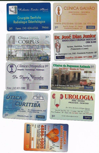 Lote 09 Cartões Telefônicos - Mídias - Clinica Galvão/clin.a 0