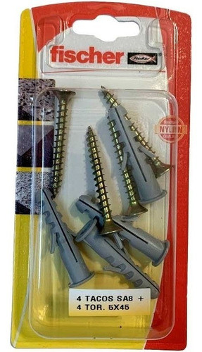 Kit De Tarugos Sa N°8 Y Tornillos 5x45 Fischer X 4 Unidades 1