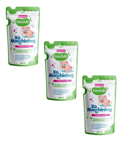 Sachê Tira Mancha Sem Cloro Pré Lavagem Vegano 500ml 3uni 0