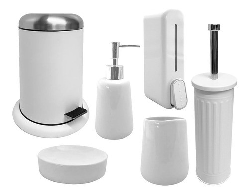 Kit Combo Baño 6 Piezas Blanco White Calidad Premium 0
