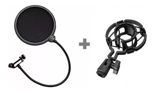 Kit Suporte Aranha Simples Shock Mount Pop Filter Microfone 1