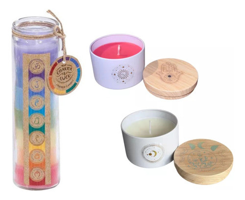 Vela De Los 7 Chakras + 2 Velas En Frasco Para Manifestar 0