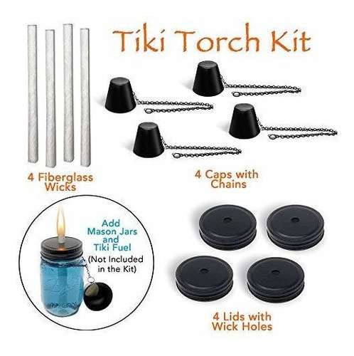 Tachuelas De Laton Mygo2shop Kit De Antorcha Tiki Mason Jar, 1
