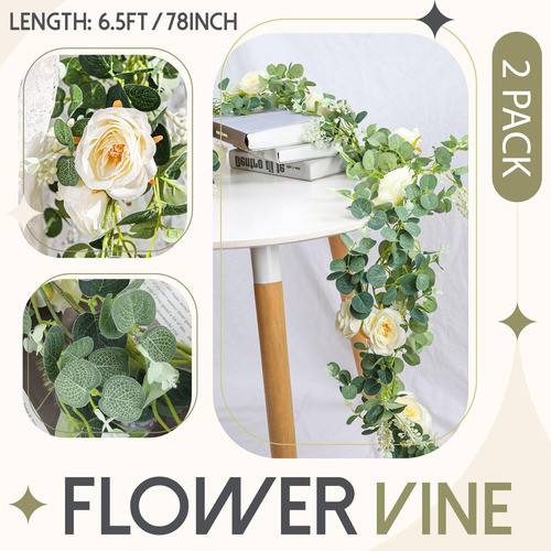 Der Rose 2 Piezas Guirnalda Flores Eucalipto Artificial 13 1