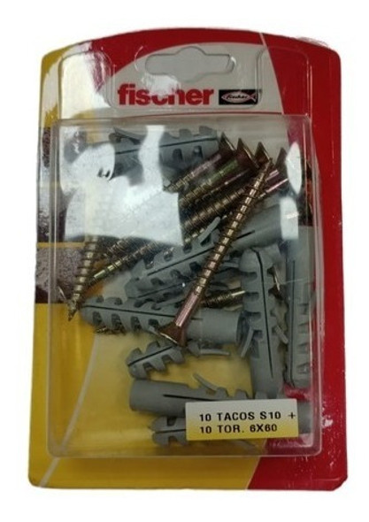 Kit De Tarugos S N°10 Y Tornillos 6x60 Fischer X 10 Unidades 1
