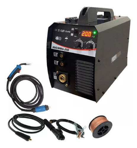 Soldadora 2 En 1 Mig Y Electrodo 200 Amp Con Gas O Sin Gas P 0