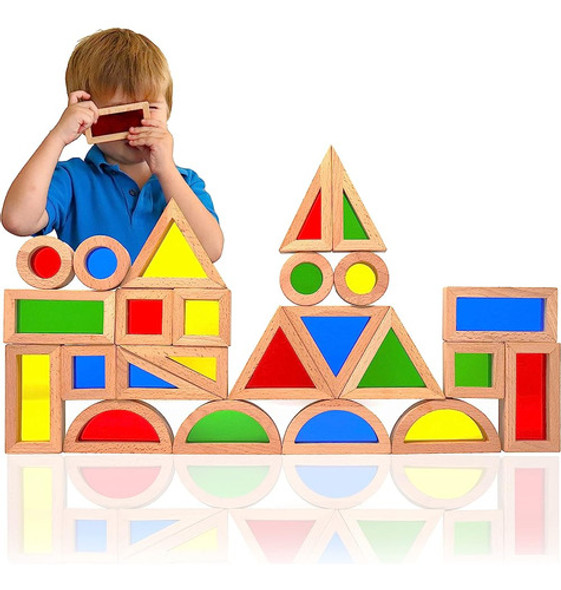 Domidoni Wood Building Blocks Set - Montessori Toys Wooden S 0