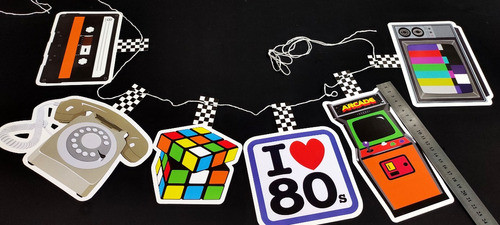 Banderin Figuras 80s Deco Colgantes Festejo Decada 80 0
