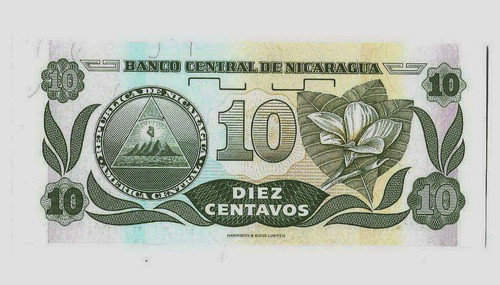 Fk Billete Nicaragua 10 Centavos 1991 Nuevo Diseño P-169 Unc 1