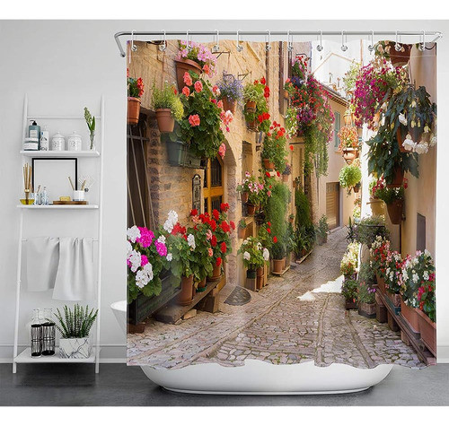 Lb Cortina De Ducha Europea Con Escena De La Naturaleza, Imp 0