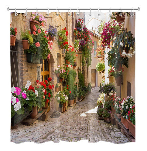 Lb Cortina De Ducha Europea Con Escena De La Naturaleza, Imp 1