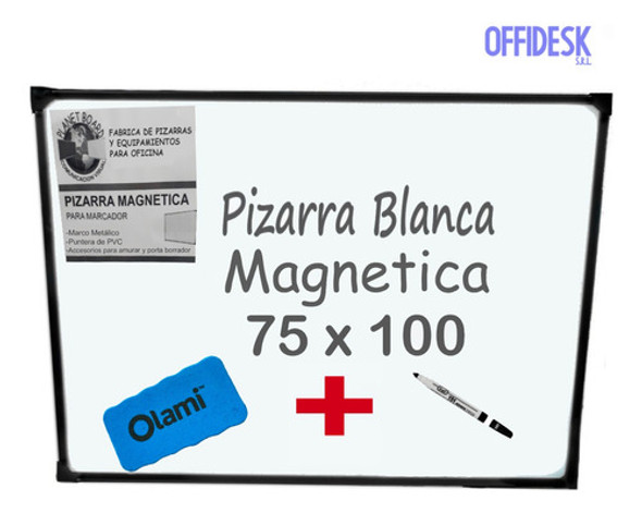 Pizarra Blanca 75x100 Cm Magnetica Marco Color Negro 1
