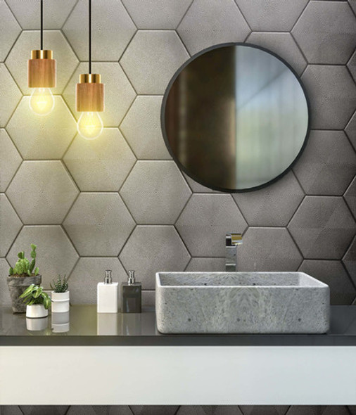 Cerámica Revestimiento Pared Hexagonal Gris Oscuro C/relieve 1