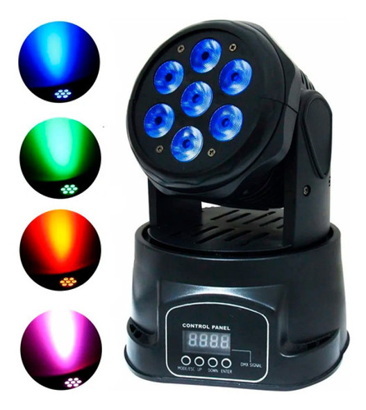 Luces Led Cabezal Movil Robot Rgb 7 Leds Audiorítmico Dmx 1 Luces Led Cabezal Movil Robot Rgb 7 Leds Audiorítmico Dmx 1