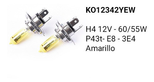 Lampara H4 Amarillo Efecto Solar 55w 12v 2800k X2 Auto 1