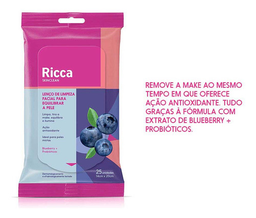 Lenço De Limpeza Facial Para Equilibrar A Pele Ricca 25und 1
