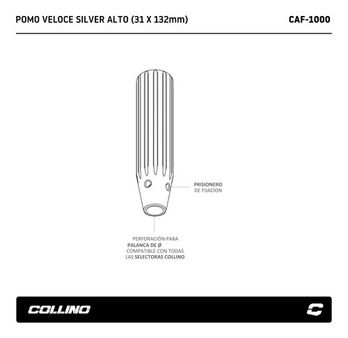 Pomo Palanca Cambios Selectora Alum Collino Veloce Silver 1