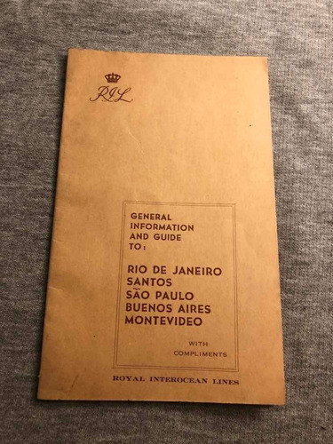 Trasatlántico Antiguo Royal Interocean Lines Guía. 53n 019 0