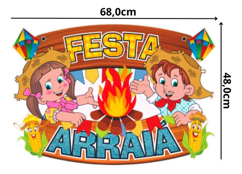 Painel Parede Decoração Festa Junina Mural São João 68x48cm 1