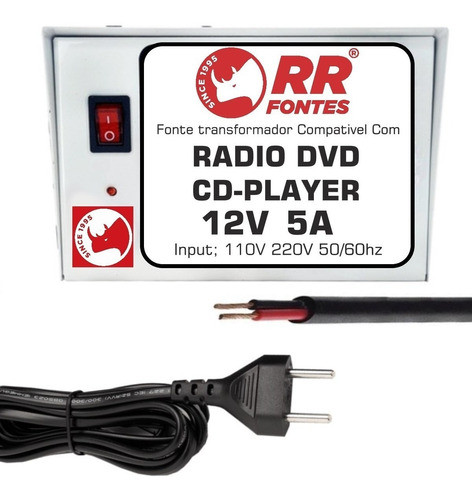 Transformador 110v 220v P/ 12v 5a Radio Cd Dvd Carro P/ Casa 0